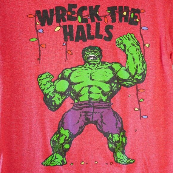 Incredible Hulk Men's Size S Wreck The Halls Chistmas Red Graphic T-Shirt - Picture 2 of 9
